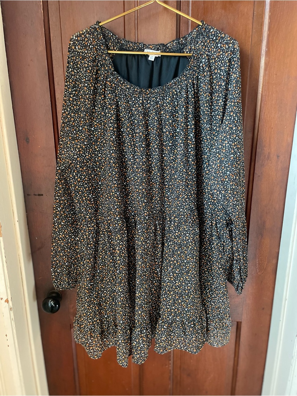 Ophelia Roe women's 2X long sleeve black floral dress